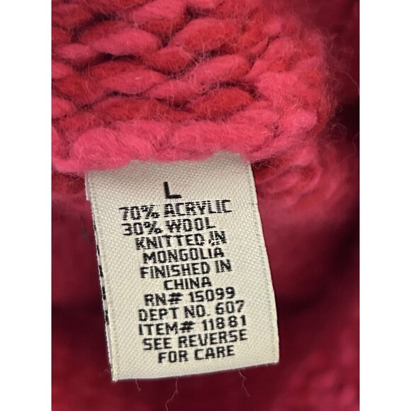 Crossroads Chunky Knit Sweater Barbie Pink Wool Blend Boho Hipster Size Large - Picture 3 of 15